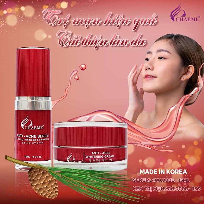 Combo Trị Mụn Charme Thông Đỏ Hàn Quốc