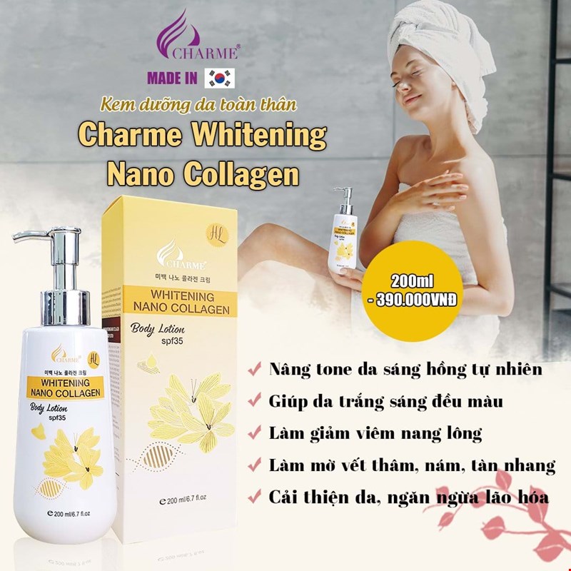 Kem dưỡng da toàn thân Charme Whitening Nano Collagen