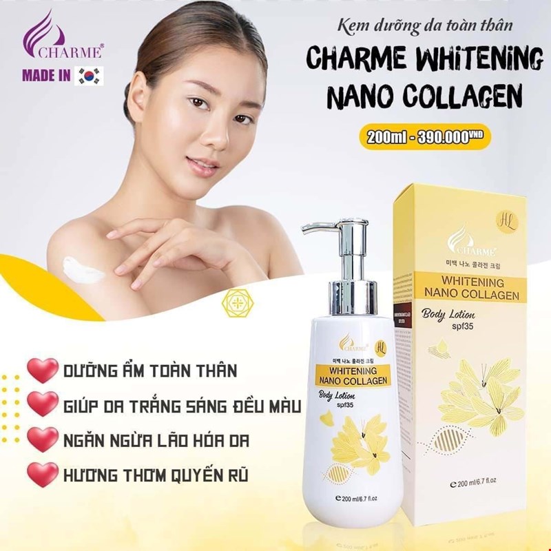 Kem dưỡng da toàn thân Charme Whitening Nano Collagen