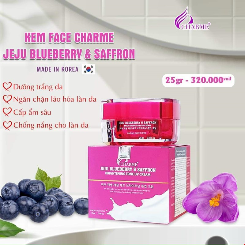 Kem Dưỡng Trắng Da Chống Lão Hóa Charme Jeju Blueberry & Saffron 25g